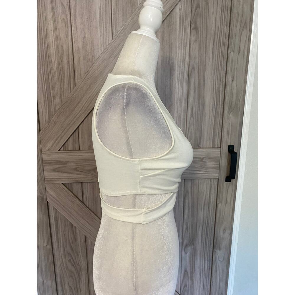 NWT Charlotte Russe, small cream wrap around top - Picture 7 of 7